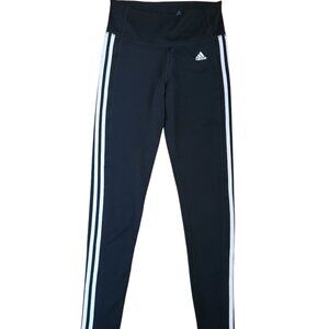 Adidas Women's Black Leggings Size M – Three Stripes – Excellent Condition